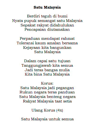 Lirik Lagu Satu Malaysia : Resisting Internationalisation Thinking